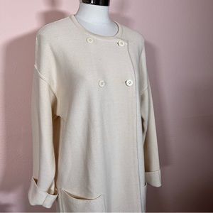 RODIER Vintage 80’s Cream Double-Breasted Knit Cardigan